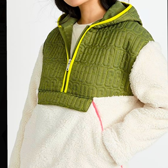 NWT Vintage UGG® Womens Iggy Faux Fur Hooded Half-Zip Pullover - Picture 4 of 5